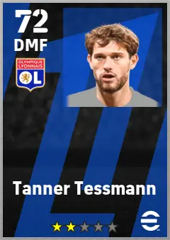 Tanner Tessmann eFootball 2026 player card — 72 OVR DMF