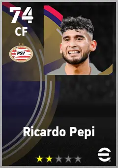 Ricardo Pepi eFootball 2026 player card — 74 OVR CF