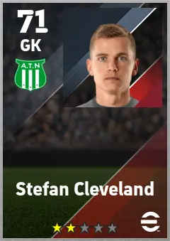Stefan Cleveland eFootball 2026 player card — 71 OVR GK
