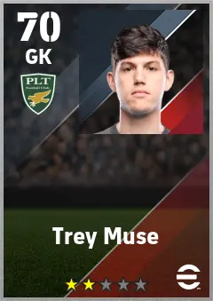 Trey Muse eFootball 2026 player card — 70 OVR GK