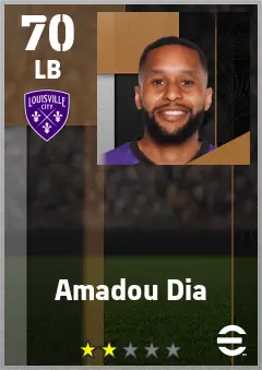 Amadou Dia eFootball 2026 player card — 70 OVR LB