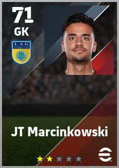 JT Marcinkowski eFootball 2026 player card — 71 OVR GK