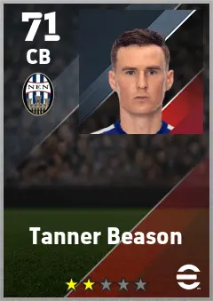 Tanner Beason eFootball 2026 player card — 71 OVR CB