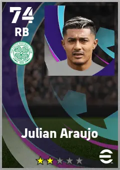 Julian Araujo eFootball 2026 player card — 74 OVR RB