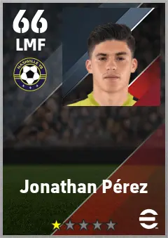 Jonathan Perez eFootball 2026 player card — 66 OVR LMF