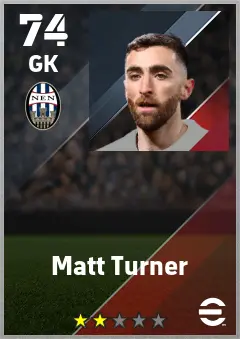 Matt Turner eFootball 2026 player card — 74 OVR GK