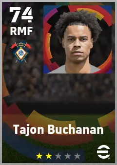 Tajon Buchanan eFootball 2026 player card — 74 OVR RMF