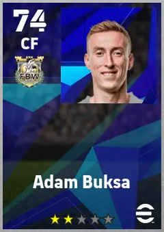 Adam Buksa eFootball 2026 player card — 74 OVR CF