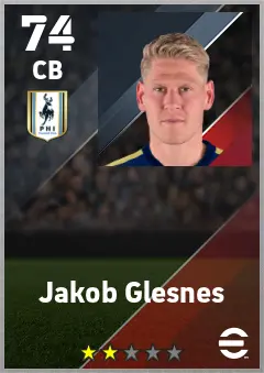 Jakob Glesnes eFootball 2026 player card — 74 OVR CB