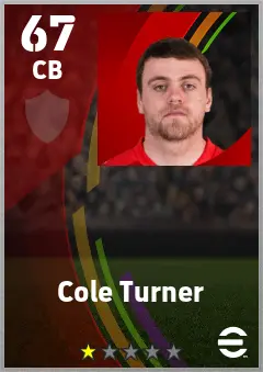 Cole Turner eFootball 2026 player card — 67 OVR CB