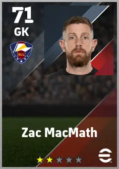 Zac MacMath eFootball 2026 player card — 71 OVR GK