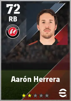 Aaron Herrera eFootball 2026 player card — 72 OVR RB