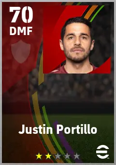 Justin Portillo eFootball 2026 player card — 70 OVR DMF