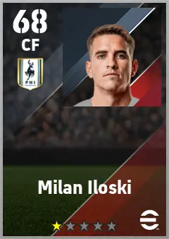 Milan Iloski eFootball 2026 player card — 68 OVR CF
