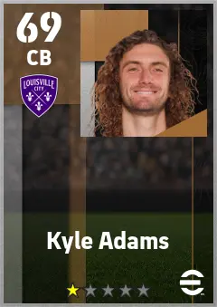 Kyle Adams eFootball 2026 player card — 69 OVR CB