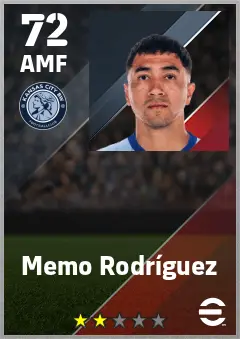 Memo Rodriguez eFootball 2026 player card — 72 OVR AMF