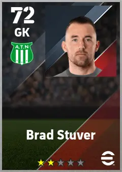Brad Stuver eFootball 2026 player card — 72 OVR GK