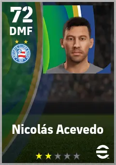 Nicolas Acevedo eFootball 2026 player card — 72 OVR DMF