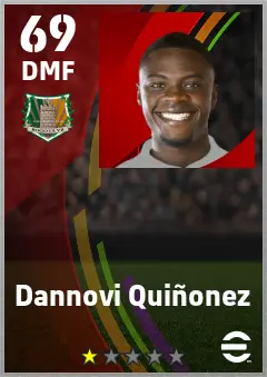 Dannovi Quinonez eFootball 2026 player card — 69 OVR DMF