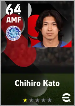 Chihiro Kato eFootball 2026 player card — 64 OVR AMF