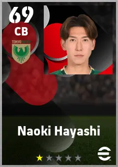 Naoki Hayashi eFootball 2026 player card — 69 OVR CB