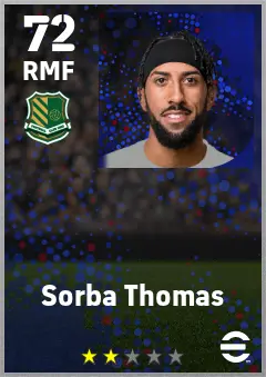 Sorba Thomas eFootball 2026 player card — 72 OVR RMF
