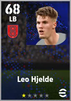 Leo Hjelde eFootball 2026 player card — 68 OVR LB