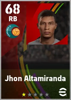 Jhon Altamiranda eFootball 2026 player card — 68 OVR RB