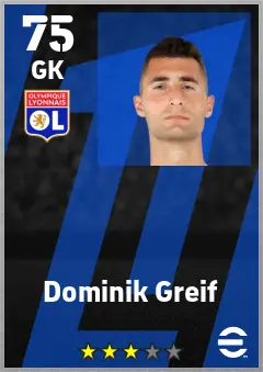 Dominik Greif eFootball 2026 player card — 75 OVR GK