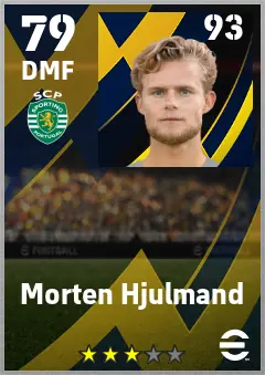 Morten Hjulmand eFootball 2026 player card — 79 OVR DMF