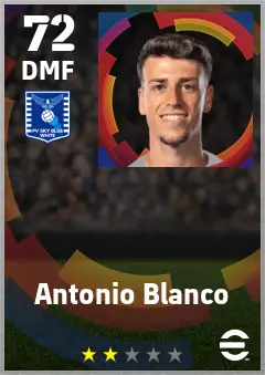 Antonio Blanco eFootball 2026 player card — 72 OVR DMF
