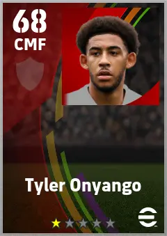 Tyler Onyango eFootball 2026 player card — 68 OVR CMF