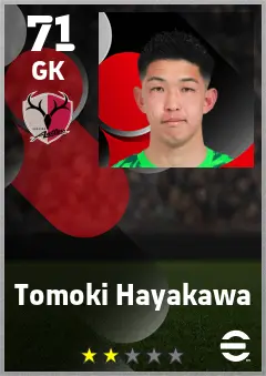 Tomoki Hayakawa eFootball 2026 player card — 71 OVR GK