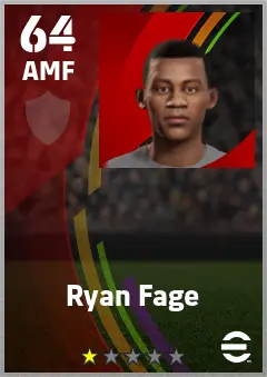 Ryan Fage eFootball 2026 player card — 64 OVR AMF