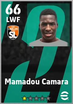 Mamadou Camara eFootball 2026 player card — 66 OVR LWF