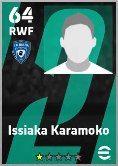 Issiaka Karamoko eFootball 2026 player card — 64 OVR RWF
