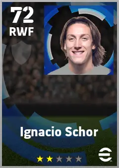 Ignacio Schor eFootball 2026 player card — 72 OVR RWF
