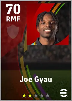 Joe Gyau eFootball 2026 player card — 70 OVR RMF