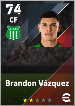 Brandon Vazquez eFootball 2026 player card — 74 OVR CF