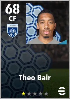 Theo Bair eFootball 2026 player card — 68 OVR CF