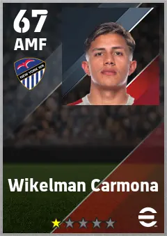 Wikelman Carmona eFootball 2026 player card — 67 OVR AMF
