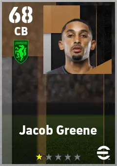 Jacob Greene eFootball 2026 player card — 68 OVR CB