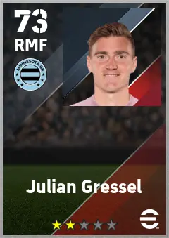 Julian Gressel eFootball 2026 player card — 73 OVR RMF