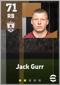 Jack Gurr eFootball 2026 player card — 71 OVR RB