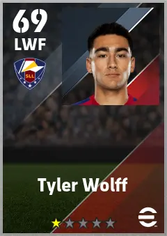 Tyler Wolff eFootball 2026 player card — 69 OVR LWF