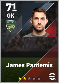 James Pantemis eFootball 2026 player card — 71 OVR GK