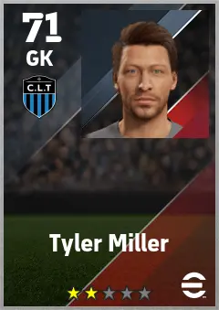 Tyler Miller eFootball 2026 player card — 71 OVR GK