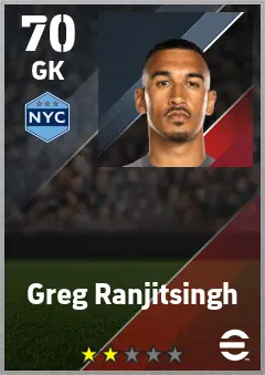 Greg Ranjitsingh eFootball 2026 player card — 70 OVR GK