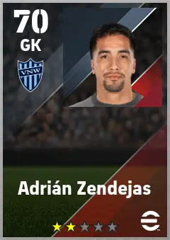 Adrian Zendejas eFootball 2026 player card — 70 OVR GK