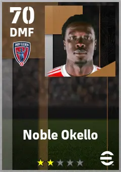 Noble Okello eFootball 2026 player card — 70 OVR DMF